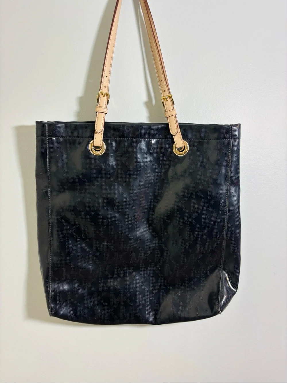 Michael Kors Black Monogram Logo Tote Shoulder Bag Y2K 2010s Mall Girl